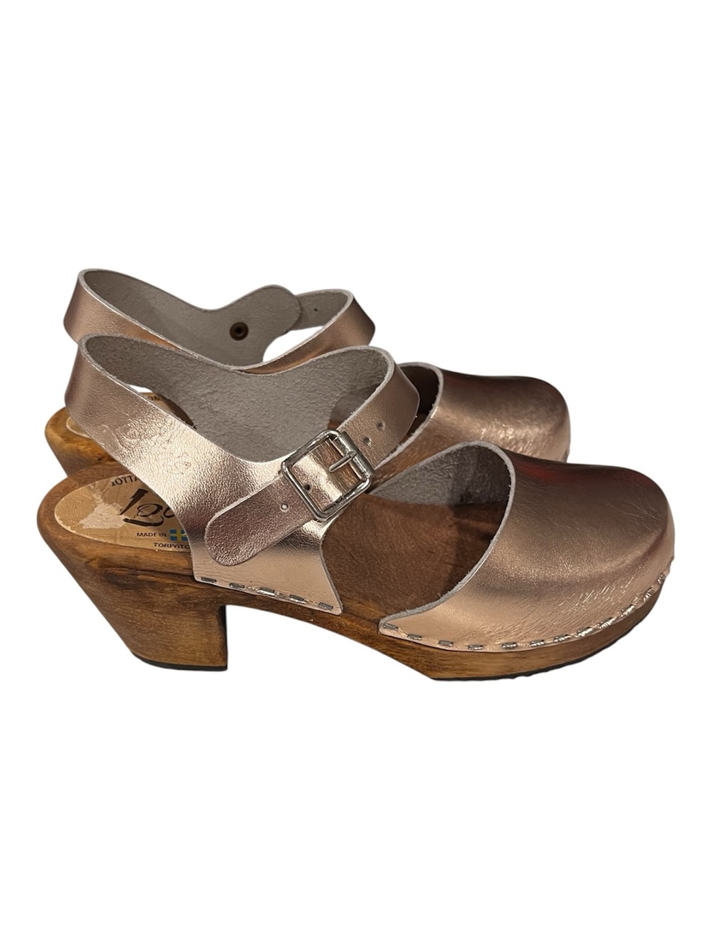 Lotta From Stockholm Swedish Clogs Rose Gold Metallic Size 38 / 7.5 US